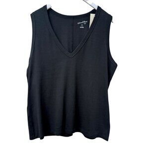 Universal Thread Sleeveless Top Womens Plus Size 2X Black V-Neck Tee Cotton NWT